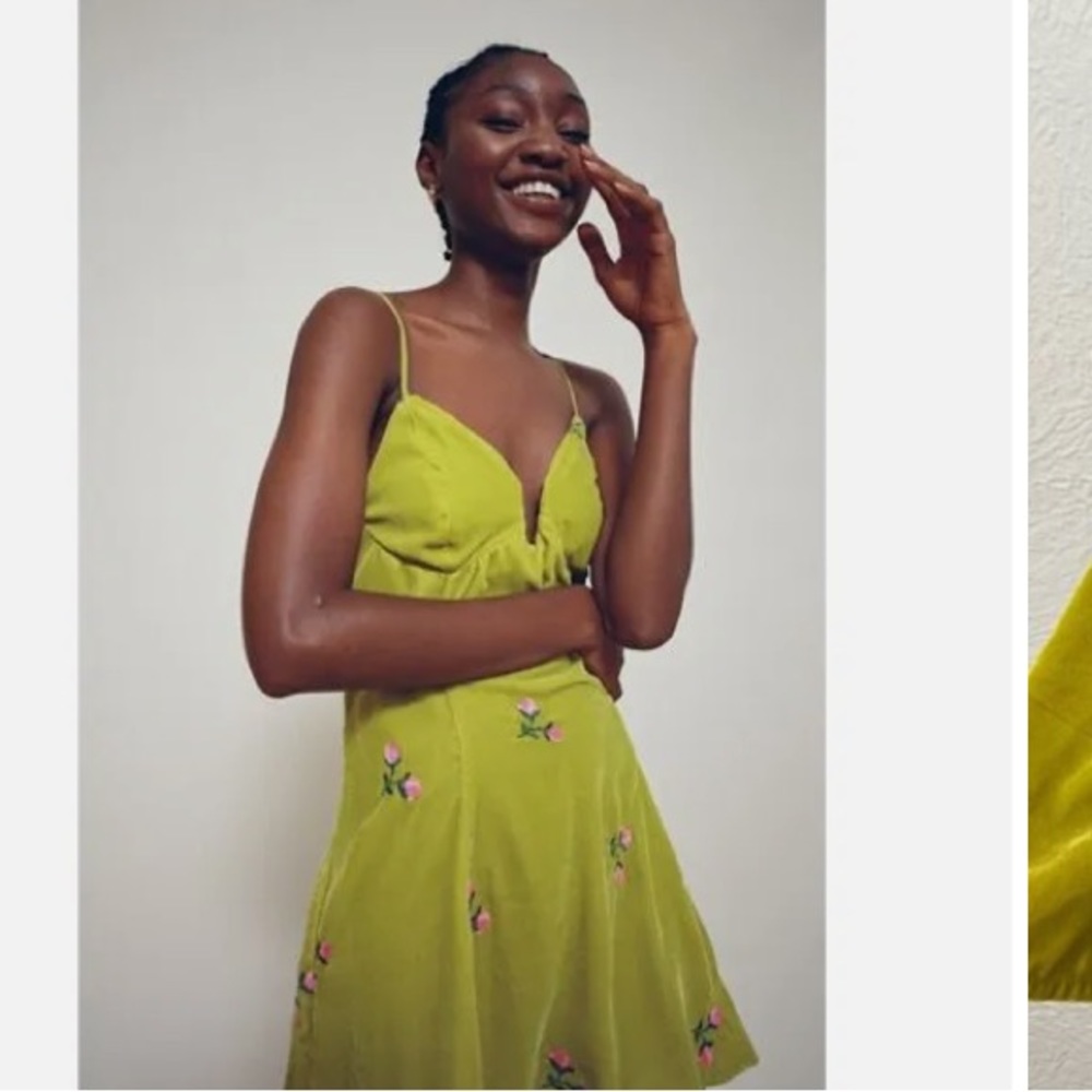 Urban outfitters floral velvet embroidered dress size M